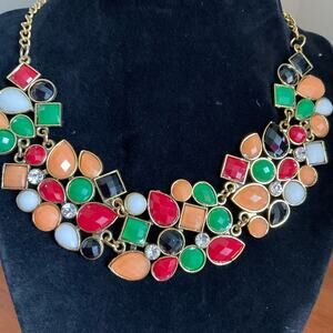 Hot pink flower floral acrylic statement necklace